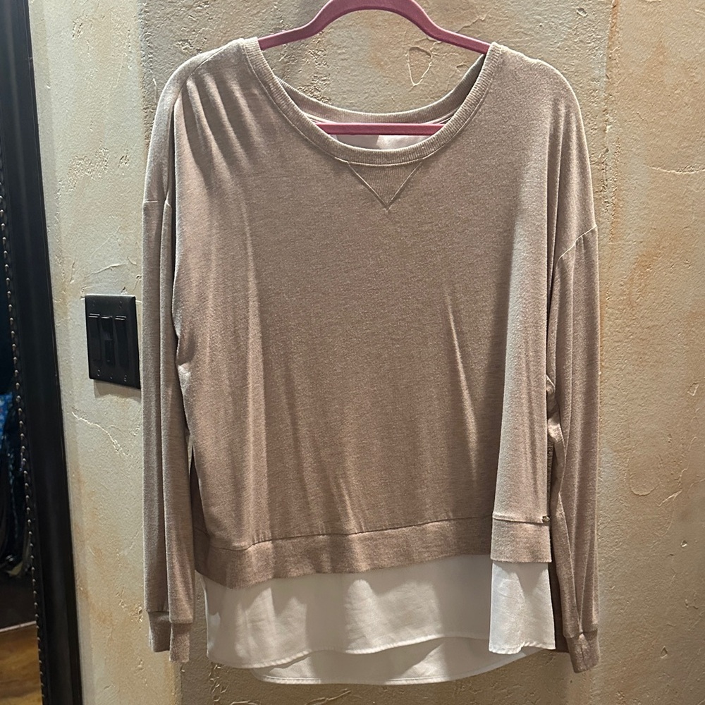 Calvin Klein Tan and White Layered Sweatshirt